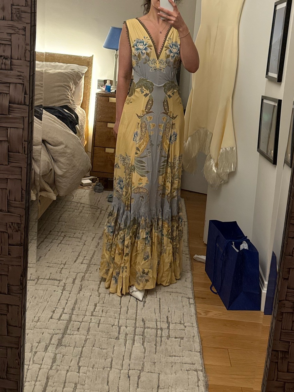 Etro Yellow and Light Blue Floral Paisley Maxi Dress - Picture 5 of 5